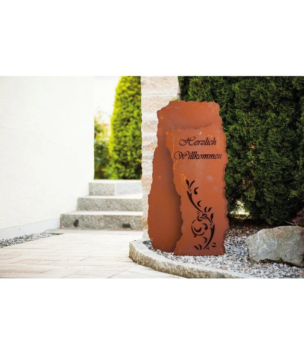 Ferrum Metall-Säulenbogen Herzlich Willkommen, 10 X 120 Cm, Rost 3 Ferrum Metall-Säulenbogen Herzlich Willkommen, 10 X 120 Cm, Rost