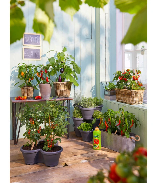 Rattan-Topf, Rund, Grau-braun – Bild 10