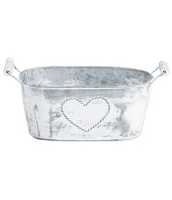 Dehner Zink-Jardiniere Mit Henkeln, Ca. B26/H15/T11,5 Cm