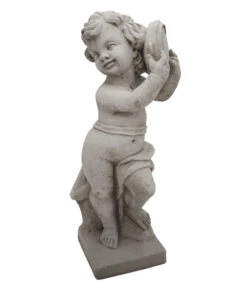 Fantasieco Steinputte Musikant Mit Tambourin, Ca. B22/H59/T22 Cm