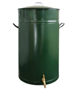 RENNER Metall-Regentonne Inkl. Gelochtem Deckel, 150 L, Dunkelgrün