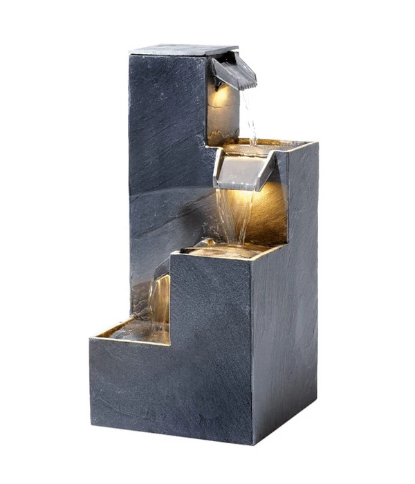 Climaqua Naturschiefer-Gartenbrunnen Kubo Mit LED-Beleuchtung, Ca. H72 Cm 3 Climaqua Naturschiefer-Gartenbrunnen Kubo Mit LED-Beleuchtung, Ca. H72 Cm