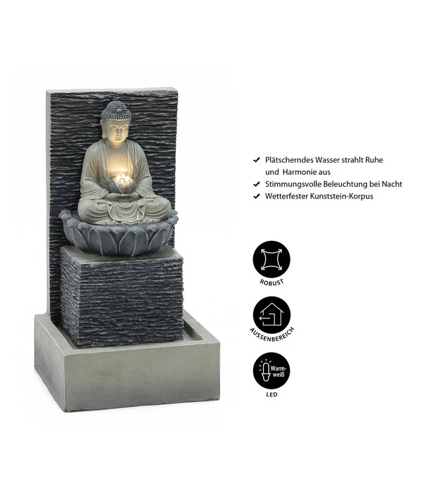Dehner Polyresin-Gartenbrunnen Buddha, Ca. B35/H64/T32 Cm 4 Dehner Polyresin-Gartenbrunnen Buddha, Ca. B35/H64/T32 Cm – Bild 2
