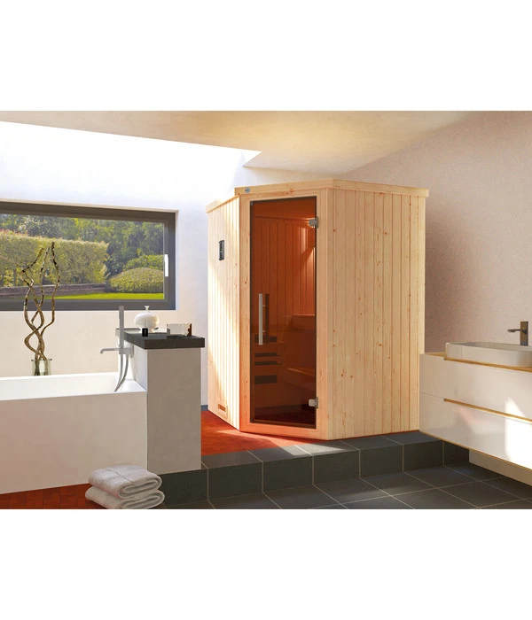 Weka Ecksauna Kiruna Mit Glastür, Inkl. Ofen 4 Weka Ecksauna Kiruna Mit Glastür, Inkl. Ofen – Bild 2