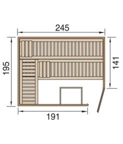 Weka Sauna Turku Mit Glastür, Ca. B248/H205/T198 Cm -Gardena Verkäufe 6914568 WE DE 001 WekaSaunaTurkuGrundriss