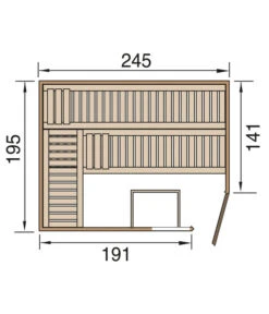 Weka Sauna Turku Mit Glastür Und Fenster, Ca. B248/H205/T198 Cm -Gardena Verkäufe 6914576 WE DE 001 WekaSaunaTurkuGrundriss