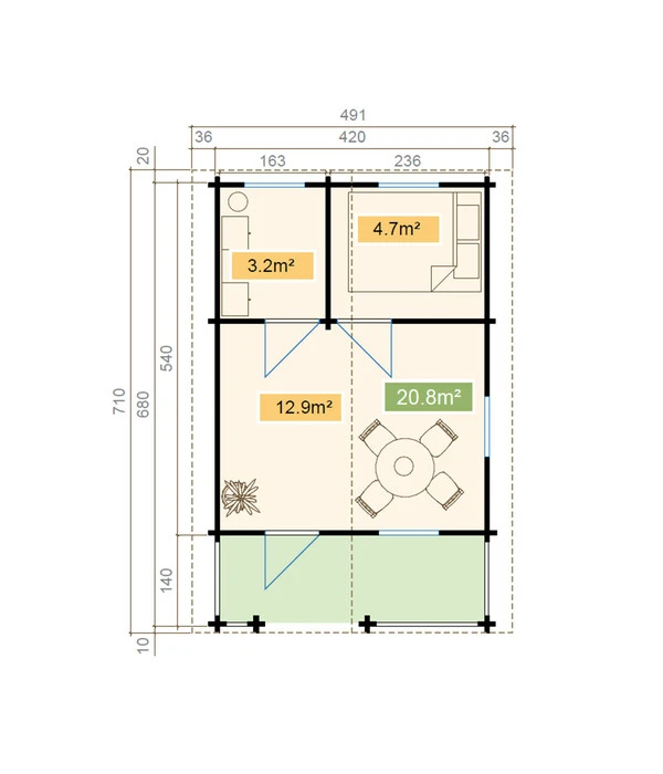 Lasita Maja Ferienhaus Elba, Ca. B487,2/H265,2/T710 Cm 6 Lasita Maja Ferienhaus Elba, Ca. B487,2/H265,2/T710 Cm – Bild 4