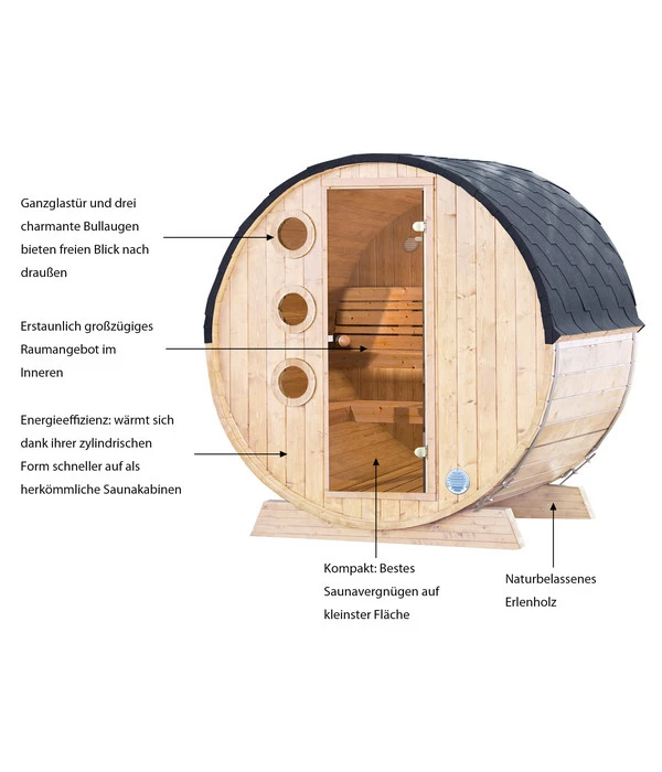 Wolff Finnhaus Saunafass Mini 160 Bausatz, Ca. B205/H215/T160 Cm 5 Wolff Finnhaus Saunafass Mini 160 Bausatz, Ca. B205/H215/T160 Cm – Bild 3