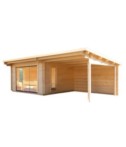 Wolff Finnhaus Gartenhaus Trondheim 70-D, Inkl. Lounge 300 Rechts, Ca. B770/H256/T450 Cm