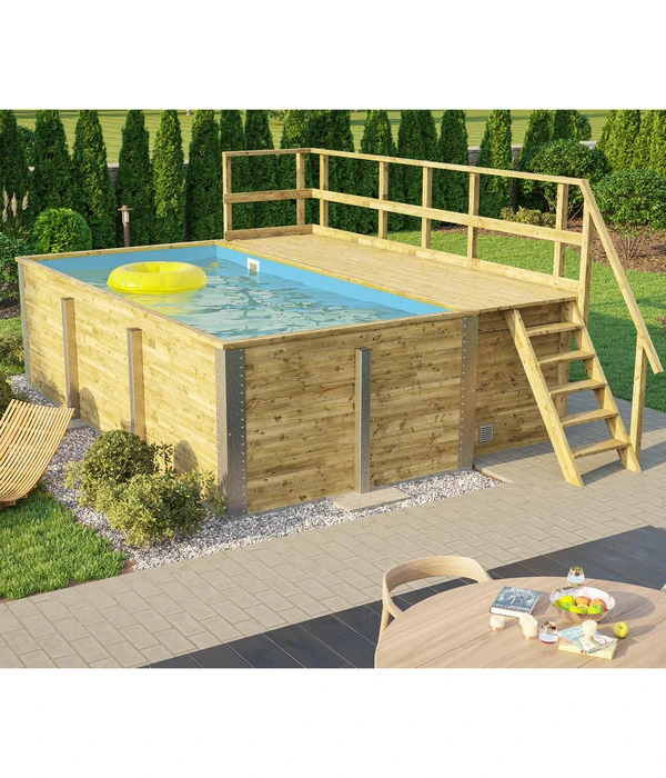 Weka Massivholzpool 595 Gr. 1, Ca. B490/H201/T315 Cm, Folie Blau 4 Weka Massivholzpool 595 Gr. 1, Ca. B490/H201/T315 Cm, Folie Blau – Bild 2