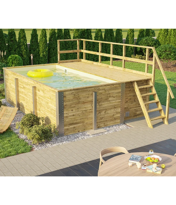 Weka Massivholzpool 595 Gr. 1, Ca. B490/H201/T315 Cm, Folie Sand 4 Weka Massivholzpool 595 Gr. 1, Ca. B490/H201/T315 Cm, Folie Sand – Bild 2