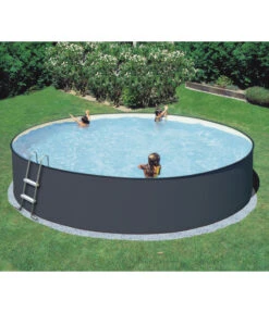 Summer Fun Stahlwandpool-Set Einsteiger, Rund, Anthrazit