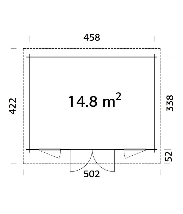 Palmako Gartenhaus Bret, Ca. B502/H249/T422 Cm 5 Palmako Gartenhaus Bret, Ca. B502/H249/T422 Cm – Bild 3